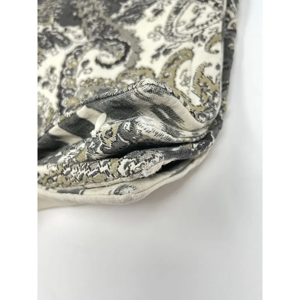 Pottery Barn Throw Pillow Sham Cover Gray Linen Blend Paisley Ikat 24